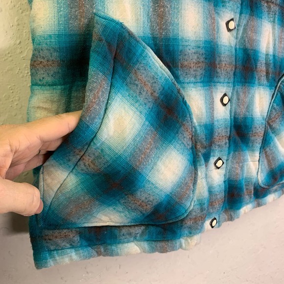 STETSON Western Cowboy‎ Cowgirl Plaid Pearl Snap Puffer Vest Jacket - Picture 6 of 14